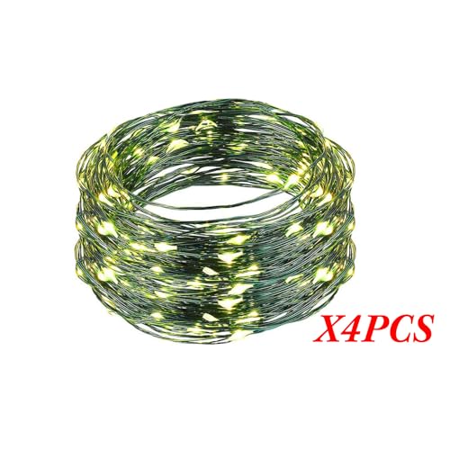 Remagr Fairy String Lights Battery Operated Green Wire LED Waterproof String Lights with Remote 8 Modes for Winter Tree Patio Garden Backyard Home Indoor Outdoor(33ft,Warm White,4 Pack) - color: Warm White, size: 33ft