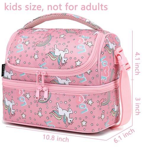 FlowFly Double Decker Cooler Insulated Lunch Bag Large Tote for Boys, Girls, Men, Women, With Adjustable Strap (Red-Unicorn) - color: Red-Unicorn