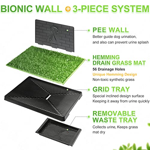 Hompet Dog Grass Pad with Tray Large, Puppy Turf Potty Reusable Training Pads with Pee Baffle, Artificial Grass Patch for Indoor and Outdoor Use, Ideal for Small and Medium Dogs (30"×20") - size: 30" x 20" x 2.5"