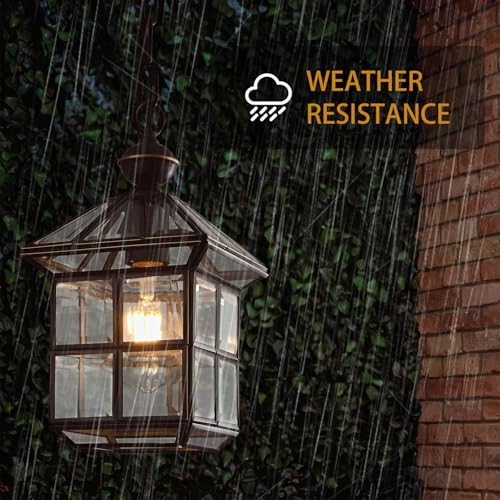 Milaii Mi Copper Outdoor Pendant Light 12.6in Exterior Hanging Porch Lights Oil Rubbed Bronze Waterproof Outdoor Chandelier Anti-Rust for Patio Entry Hallway - color: Bronze
