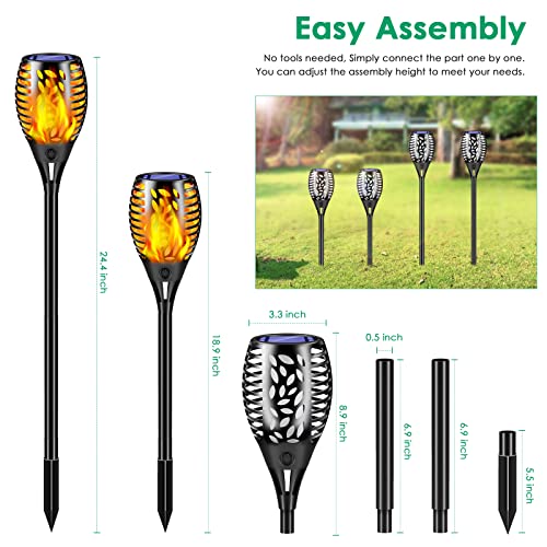 TomCare 8 Pack Outdoor Solar Lights Flickering Flames Torch Decorative Garden Lights Solar Powered Waterproof Lighting for Garden Patio Yard Landscape - color: Black, size: Medium - 8 Pack