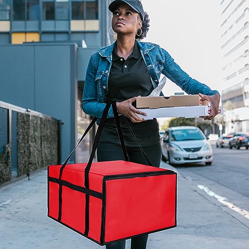 CIVJET Insulated Pizza Delivery Bag for Carry Hot, 20" x 20" x 14" Carrier Warmer, Insulated Food Delivery Bag, Insulated Grocery Cooler Bags for Catering/Doordash, Commercial Food Warmers（Red, 1Pk） - color: Red, size: 20 X 20 X 14 Inches