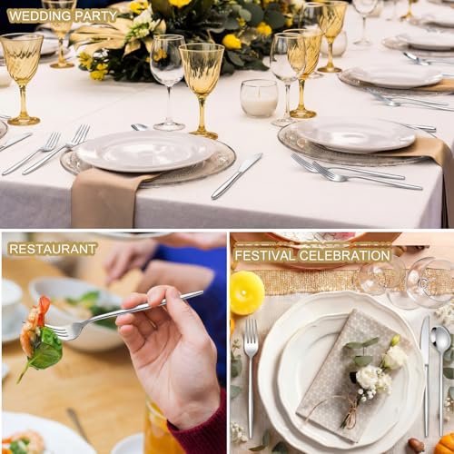 60 Pcs Stainless Steel Tableware Set Silverware Set Flatware Cutlery Utensils Spoon Fork Knives Service for 12 for Home Restaurant Apartment and Kitchens (Elegant Gold) - color: Elegant Gold