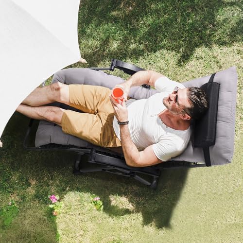 VEVOR Zero Gravity Chair, 33 inch Zero Gravity Recliner Lounge Chair for Indoor and Outdoor, Adjustable Anti Gravity Chair with Cushion, Headrest, Footrest, and Cupholder, 500 lbs, Gray - color: Grey, size: 33 Inch