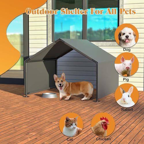 Portable Dog Shade Shelter, Water Resistant Pet Tent with UV Protection for Outdoor, Garden, Patio, Backyard Use (Gray) - color: Gray