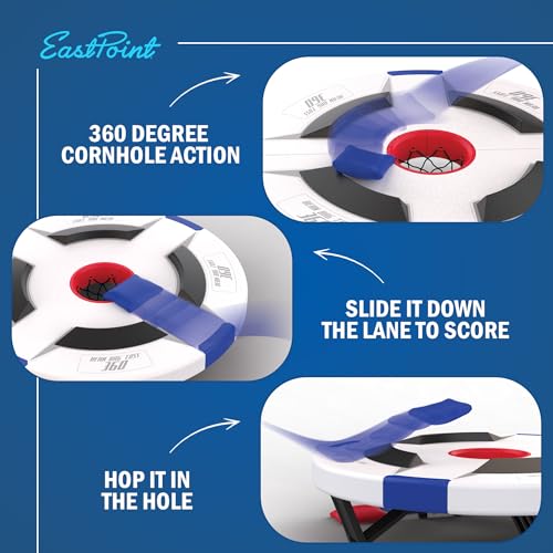 EastPoint Bean Bag Knockout Cornhole Board Set - Pack of 1 Board & 16 Bags - 360 Degree Cornhole Action for Backyard Games - Weatherproof Play for Outdoor Games