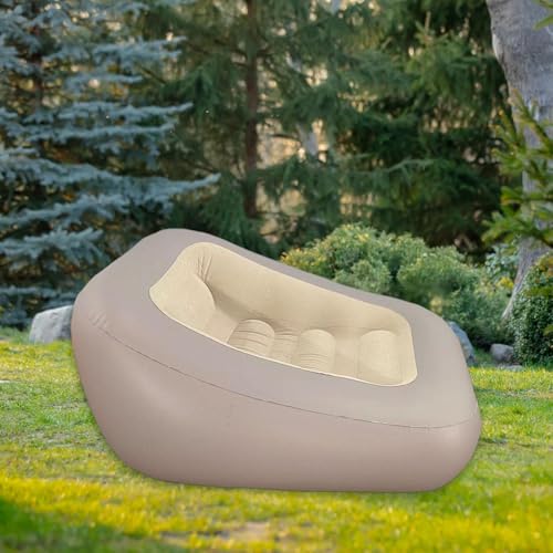 predolo Inflatable Lounger Folding Sofa Chair Air Bed Couch with Thickened Flocked PVC Portable Design Comfortable for Camping Outdoor Hiking Picnic Suitable, Gray - color: Gray