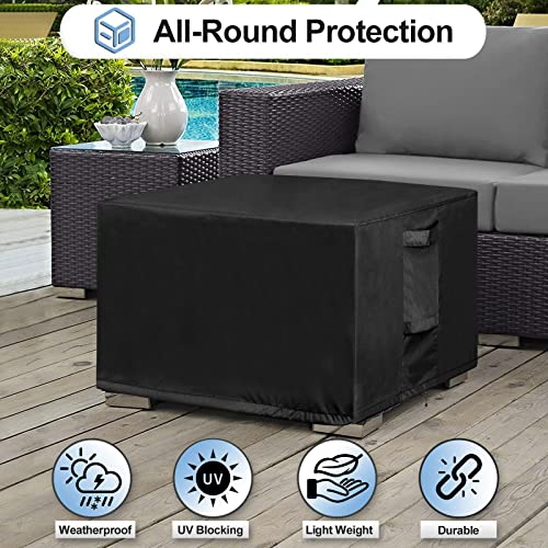 OutdoorLines Outdoor Waterproof Patio Ottoman Covers - Rectangle UV-Proof Patio Side Table Cover Windproof Heavy-Duty Furniture Covering Protector 48L x 25W x 18H Inch, Black - color: Black, size: Rectangle 48"l X 25"w X 18"h