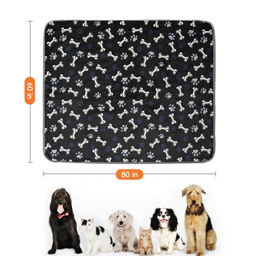 Waterproof Dog Blankets Pet Blanket, Soft Fluffy Sofa Car Bed Protector, Reversible Sherpa Fleece Dog Blanket for Large Dogs (Navy Paws, 60"x80") - color: Navy Paws, size: 60"x80"