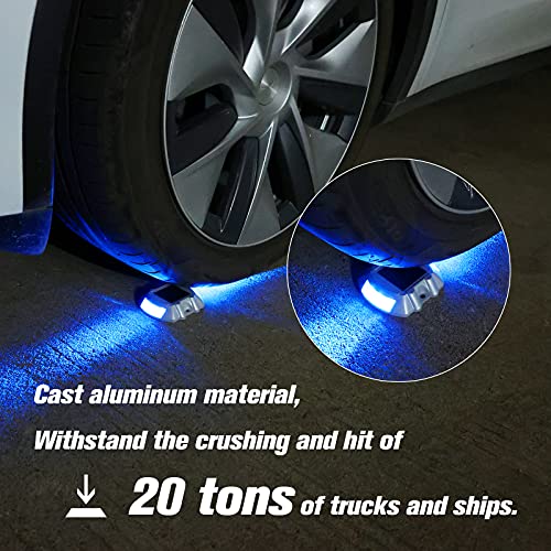 VOLISUN Solar Deck Lights Driveway Dock Lights, 12-Pack Led IP68 Waterproof Outdoor Warning Step Lights for Driveway Sidewalk Garden Pathway Yard (Blue, Auto On/Off - color: Blue, size: 12 Pack