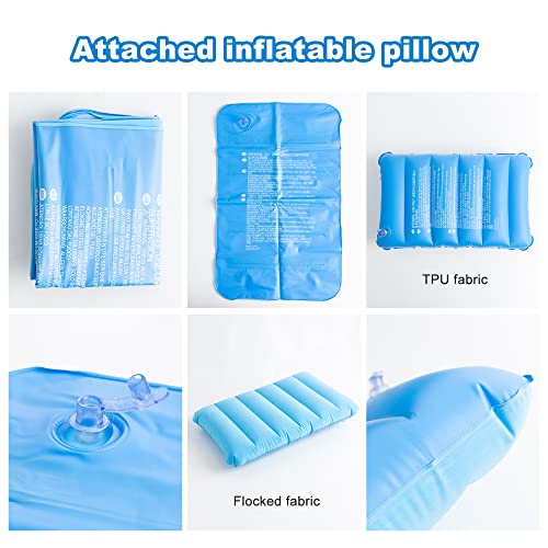 Beach Blanket with Pillow Double-Sided Waterproof Sandproof Extra Large Beach Mat Quick Drying Lightweight with 4 Stakes&4 Corner Pockets 79"*83" for 1-4 Adults for Camping Picnic Travel Hiking - color: Blue, size: 79"*83"