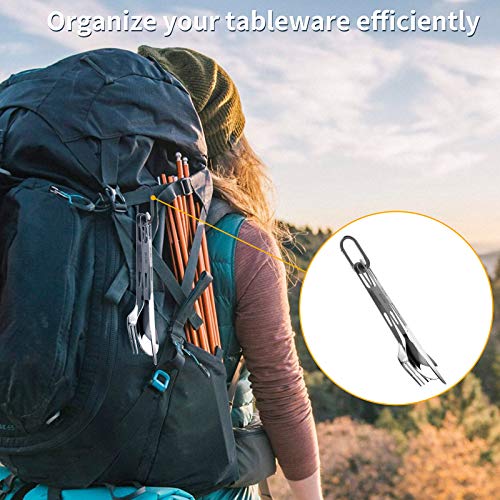 OUTXE Titanium Flatware Polished Knife Fork Spoon Set Lightweight Ti Camping Utility Cutlery Set with Carrying Bag for Traveling Picnic Hiking - color: Polished Knife Fork and Spoon Set