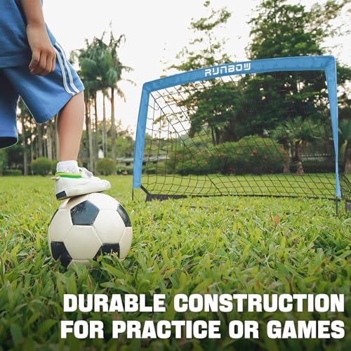 Soccer Goal for Backyard, 5x3 FT Portable Folding Soccer Net with Carry Bag for Kids and Adults Indoor/Outdoor Training Practice Use - color: Blue, size: 5x3 Ft, 2 Pack