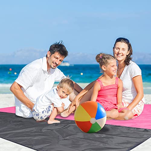 Beach Blanket Large Fast Drying Durable Lightweight Compact Outdoor Mat 79"x 55" - Sandproof Waterproof Picnic Mat for Travel, Camping, Hiking (Pink) - color: Pink