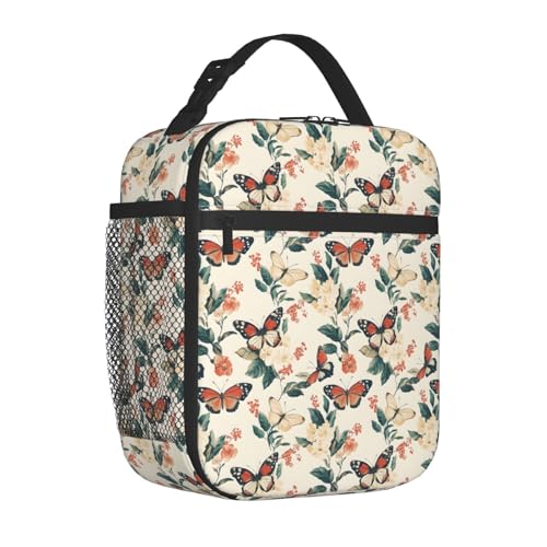 Butterfly Lunch Box Insulated Lunch Bag for kids Girls Boys Women,Reusable Lunch Box Containers for Women Men,Durable Cooler Tote Bag Lunchbox for Office/School/Picnic - color: Butterfly02