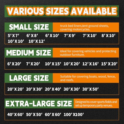 RAINDEWAY 12 Mil Heavy Duty White Tarp 10x12 Feet, UV Resistant, Waterproof, Weatherproof Poly Tarp with Metal Grommets and Reinforced Edges - color: White, size: 10x12 Feet-Finished size