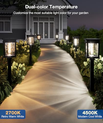 XMCOSY+ Solar Pathway Lights, 50 LM Bright Solar Lights, Garden Outdoor Waterproof Light IP65, 2-in-1 Landscape Lighting, Outdoor Light for Yard, Path, Walkway, Driveway (Warm & Cool) - size: 4 Pack