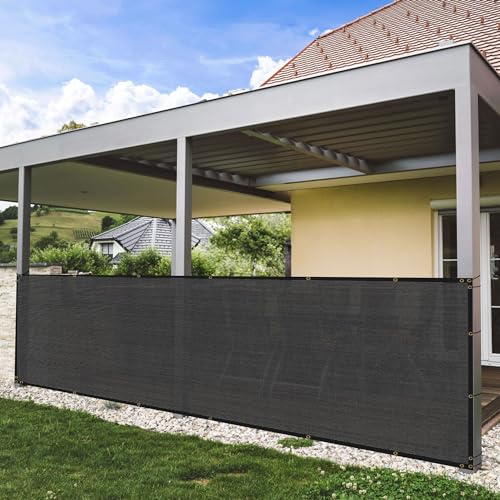 90% Black Sun Shade Cloth 4x16 ft - Fence Privacy Screen, Breathable Mesh Tarp & Serrated Grommets for Garden Plants Outdoor, Patio Pergola, Porch Cover, Chicken Coop & Dog Kennel - size: 4x16 ft
