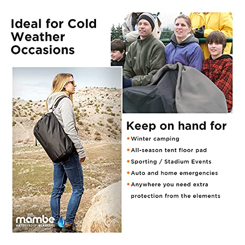 Mambe Super Extreme Weather Outdoor Blanket - Red - 100% Waterproof & Windproof - Insulated Polarfleece Blanket for Activities Like Cold Weather Camping & Winter Sports, Machine Washable