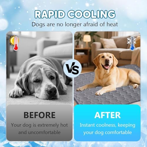 Cooling Dog Mat Extra Large, 28" x 20" Thick & Durable Washable Cooling Mat for Extra Large Dogs, Portable Extended Cooling with Waterproof Color-Changing Arc-Chill Fiber (Q-Max>0.5), Ideal for Summer