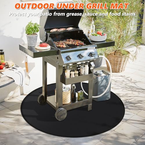 36'' Fire Pit Mat for Solo Stove Bonfire, Double-Sided Fireproof Under Grill Mat Deck Patio Protector Pad, Round BBQ Mat for Solo Stove Accessories, Easy to Clean, Reusable - color: 36x36 inch