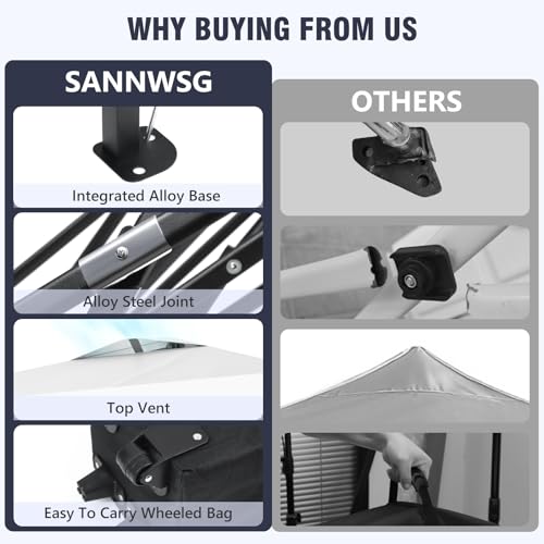 8X8 Pop Up Canopy Tent,Removable Pockets Sidewall for Extra Storage,Easy Up Canopy,Heavy Duty One Person Set Up Event Tent,White - style: 8X8 FT