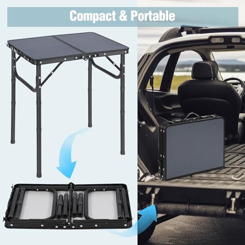 REDCAMP Small Camping Table 2ft, Portable Aluminum Folding Table Adjustable Height Lightweight for Picnic Beach Outdoor Indoor, Gray - size: Rectangle 2ft(24"x16")