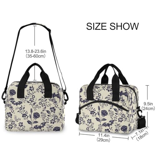Goth Bat Insulated Lunch Bag Reusable Lunch Tote Bag Cooler Bag for Women Men Adult Lunch Box with Adjustable Shoulder Strap Leakproof Lunch Bag for Work Picnic Camping - color: Goth Bat