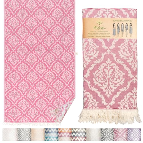 Turkish Beach Towel (35”x67”) – 100% Cotton, Quick Dry, Lightweight, Soft Oversized Beach Towel for Travel & Pool – Renaissance Fuchsia Color - color: Renessaince Fuchsia