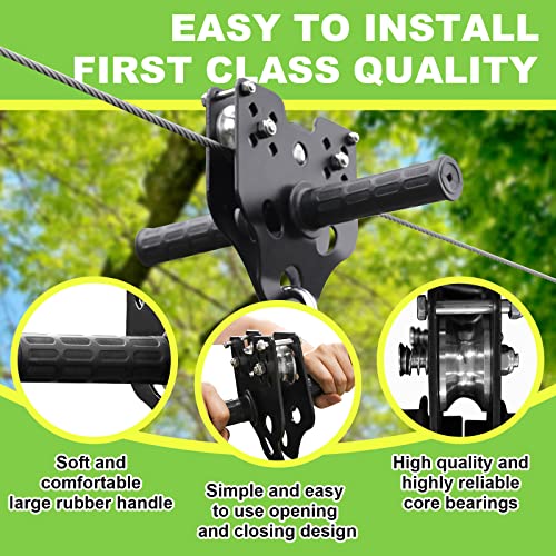 Zipline for Backyard Kids and Adults,Zipline Kits for Backyard with 80ft Cable,6ft Zipline Spring Brake and Belt,Zip line Trolley with Handle,seat and Bag - size: 80ft