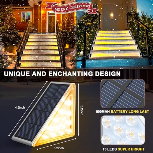 AUDLES LED Solar Step Lights Waterproof Outdoor Stair Lights, Warm White Solar Deck Lights IP67 Solar Decoration Lights for Yard, Patio, Garden, Walkways, Front Door, Pathway, Driveway, Porch 12 Pack - color: Warm White, size: 12 Pack
