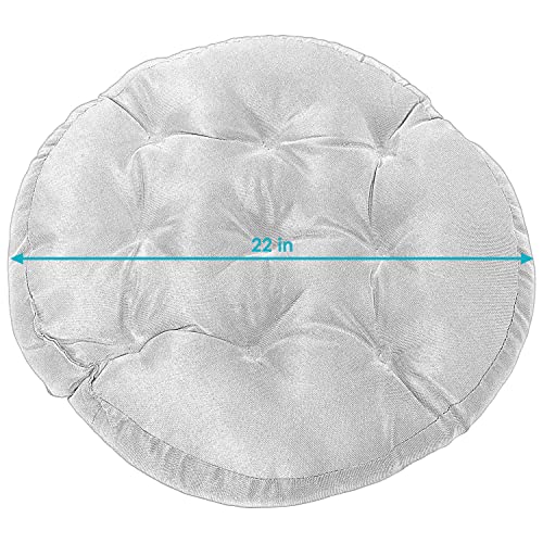 Sunnydaze Tufted Large Round Floor Cushion - Set of 2 - Unique Outdoor/Indoor Chair Cushions or Meditation Cushions - 300D Olefin with Polyester Fill - 22-Inch Diameter - Seaside Stripes - color: Seaside Stripes