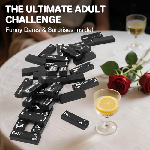 48 Blocks Adult Naughty Games, Tumble Tower Couples Game for Adults Super Naughty Block Tower Tumbling Wooden Tower Stacking Block for Couples Date Night Ideas for Valentines Day Lover Date Games