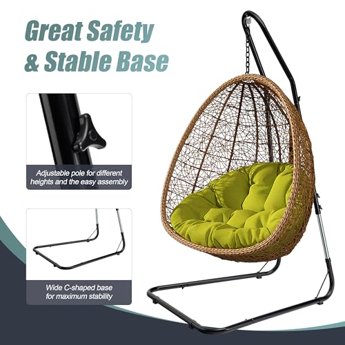 Sorbus Durable Hammock Chair Stand Hanging Chair Stand- Heavy Duty Steel Sensory Swing Stand- Weather & Rust Resistant- Adjustable Portable Stand 330lbs for Tree,Lounger,Air Porch,Indoor/Outdoor,Patio - size: 53 x 45 Adjustable Stand