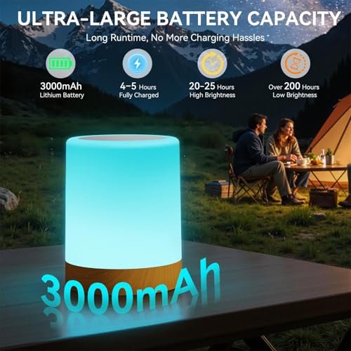 Auxmir Night Light for Kids Baby, Dimmable Touch Lamp for Nursery, 13 Colors 5 Brightness, Portable Rechargeable Table Lamp for Nightstand, Kids Night Light for Bedroom Living Room, Brown-with Remote - color: Brown-with Remote