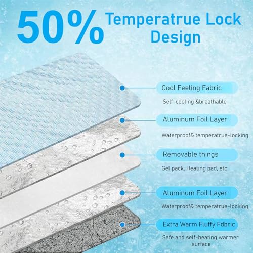 Two Uses'Cat Mat,Cooling&Self Warming Cat Mat.18 * 24in-Cooling Cat Pad.Hot/Cold Mat for Pets.Cats self Heating pad.Dogs and Cats with Ice Gel Bag,Temperature Lock Design,Machine Washable - color: Light Blue+Gel ice pack, size: Medium