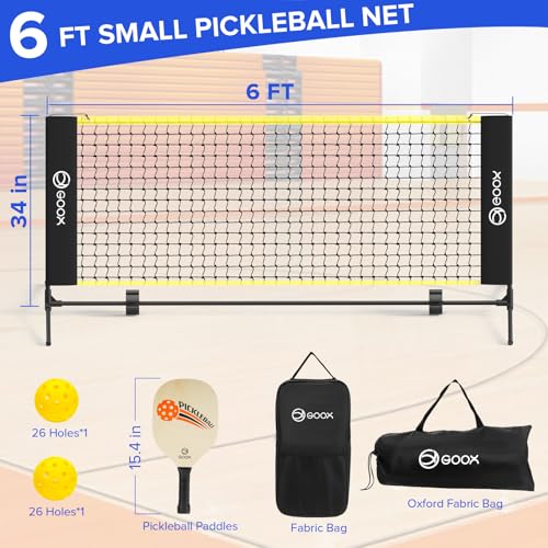 GOOX 6FT Small Mini Pickleball Net Set - Quick Setup Indoor/Outdoor Portable Practice Net - style: Pickleball Net Set with Paddles