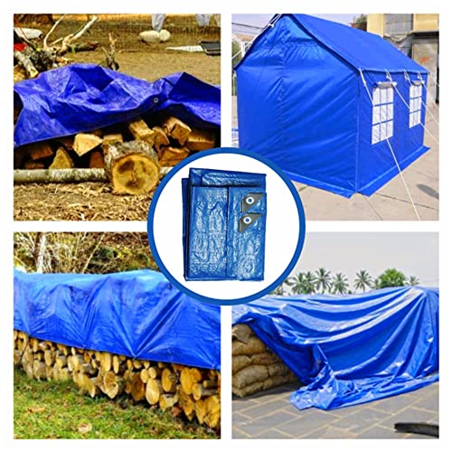 Blue Tarp Pack of 4 Tarps Heavy Duty waterproof 8x10 Large Multipurpose Poly Outdoor Tarps Cover 5 Mil Thickness Blue Tarpaulin Reinforced Rip Resistant Rubber Edges With Aluminum Grommets