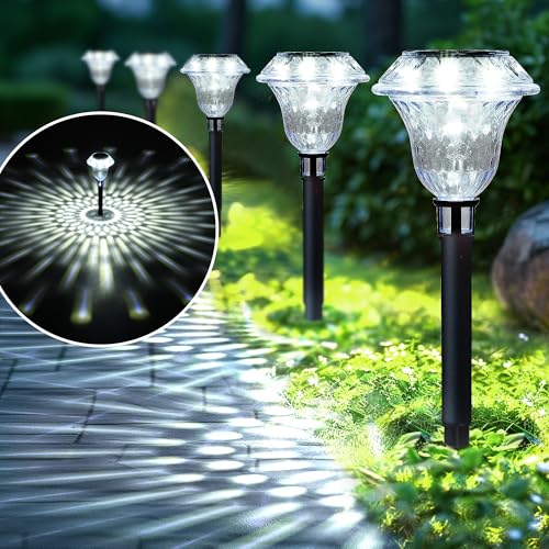 SOLPEX Solar Pathway Lights Garden Decor for Yard, Garden Lights Solar Powered Waterproof Landscape Lighting, Solar Outdoor Lights Porch Decor for Path Walkway Driveway (6 Pack Cold White) - color: Cold White, size: 6 PACK