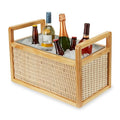Twine Rattan and Wood Bottle Cooler Basket, Beverage Tubs for Parties, Beverage Chiller Ice Bucket for Drinks with Handles, Holds 8 Wine Bottles or 6.5 Gallons Set of 1 - style: Rattan & Wood