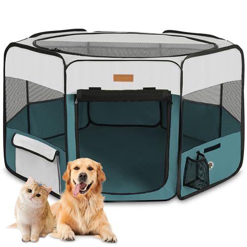 Dog Playpen, Portable Pet Play Pen for Cat, Puppies, Rabbits, Chickens, Foldable Large-Capacity Pet Tent for Indoor/Outdoor Travel Camping (Size XL Without Carry Bag) - color: Blue, size: X-Large