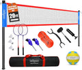 Zdgao Volleyball and Badminton Combo Set for Backyard - 20FT/32FT Volleyball/Badminton Net with Adjustable Height Pole,Anti-Sag System,Volley Ball, Badminton Racquets,Boundary Line and Carry Bag - color: Red & Blue, style: 20FT Volleyball/Badminton Net