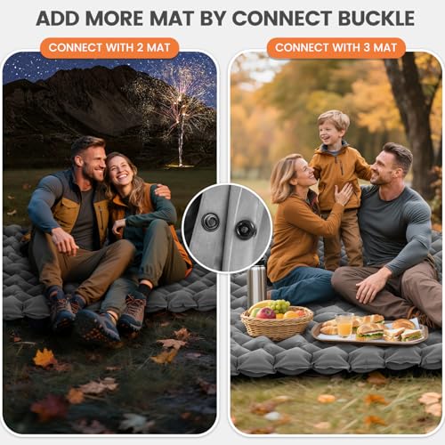 Ultralight Sleeping Pad for Backpacking, 4" Thick & 1.9 lb, with Built-in Pillow & Fast Foot Pump, Compact Inflatable Mat for Hiking and Camping - color: Grey