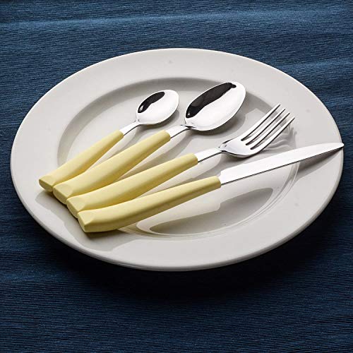 ANNOVA Silverware Set Stainless Steel Colorful Handle Tableware Kitchen Flatware Set Utensils, Includes Dinner Knives, Forks, Spoons, Salad Forks & Dessert Spoons (Yellow, 16 Pieces) - color: Yellow 16Pieces