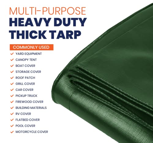 Heavy Duty 10 Mil Tarp Cover, Waterproof, UV Resistant, Rip and Tear Proof, Poly Tarpaulin with Reinforced Edges for Camping, Roof, Patio, Pool, Boat. (Green/Black 6′ X 8′) - color: Green/Black-10 Mil, size: 6′ X 8′