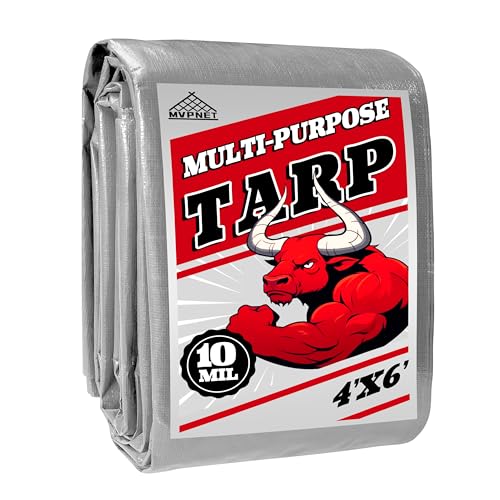 Tarp Heavy Duty 4x6ft Waterproof Tarps,10mil Uv Resistant,Multipurpose Silver/Black Tarps for Cars,Camping,Roof,Ship,Garden.by-MVPNET - color: Silver/Black, size: 4x6