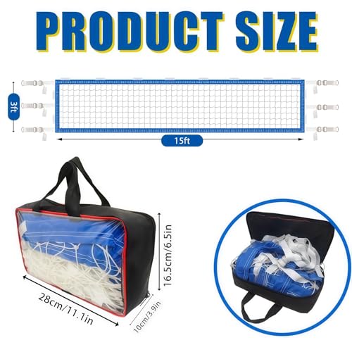 Upgrade Pool Volleyball Net Replacement, Adjustable Length 15-31 FT Portable Volleyball Net for Inground Pools & Above Ground Pools, Heavy Duty PE Net for Backyard Swimming Pool Beach(Net Only)