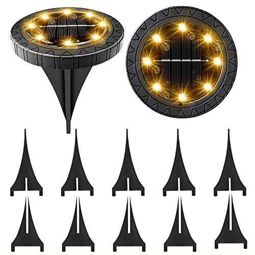 Solar Powered 2Pack, Waterproof LED Outdoor Disk Lights - Solar Garden Lights for Landscape, Pathway, Patio, Yard, Walkway, Lawn, Driveway (Warm White) - size: 2 Pack