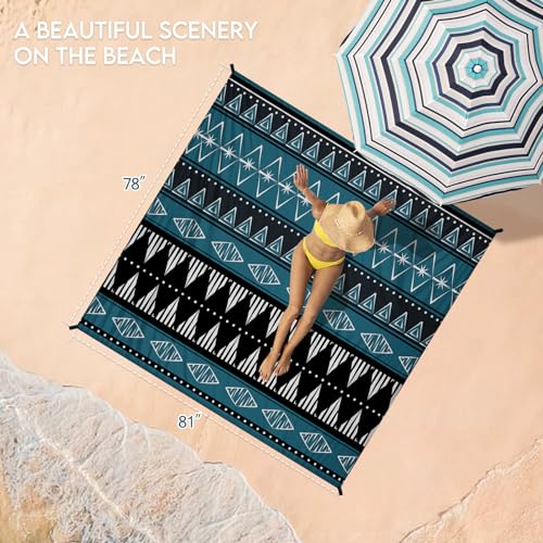 BYDOLL Beach Blanket 78''X81'' Waterproof Sandproof Suits1-4 Adults Oversized Lightweight Large Blanket Picnic Mat for Beach Sand Free Travel Camping Hiking Picnic - color: Bohoo, size: 78"X81"