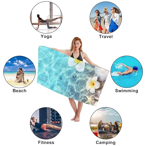 Starfish Beach Towel,Starfish Seashell and Flower on Sea Beach Lightweight Compact Sand Free Quick Dry Oversized Pool Swimming Towels for Girls Women Adults,29.5"×59" - color: Starfish Seashell and Flower on Sea Beach